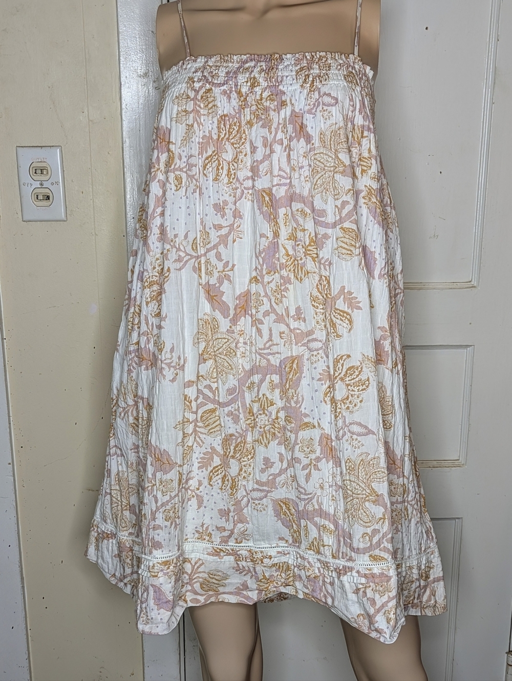 Lucky Brand Floral Print Smocked Mini Dress Size Small